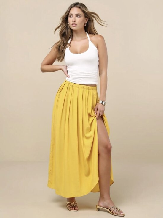 Lulus Dresses & Skirts - Lulus If You Pleats Yellow Pleated Maxi Skirt NWT